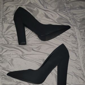 Faux suede block heels